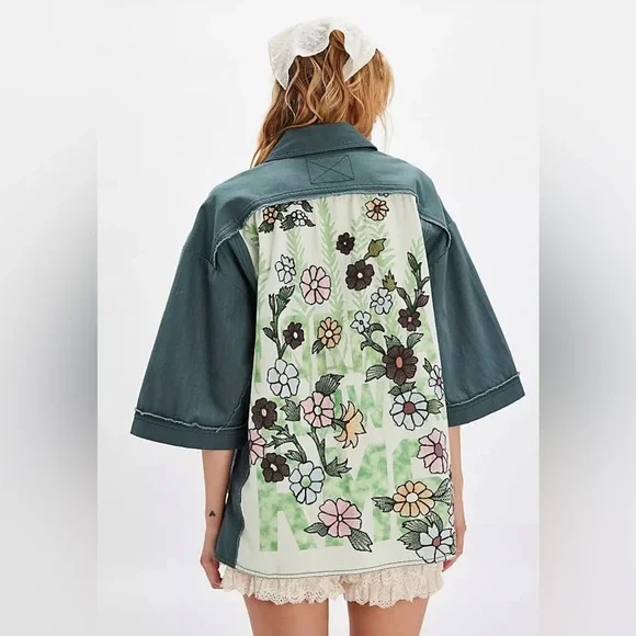 We The Free Pressed In Flowers Kimono, SMALL NWT (oversized) - Picture 5 of 9
